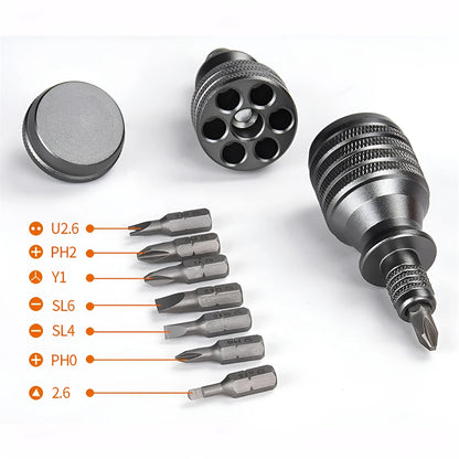 7 in 1 Mini Screwdriver Titanium Screwdriver 1/4 Inch Magnetic Phillips Torx Screw Driver Bit Kit Home Repair Tools