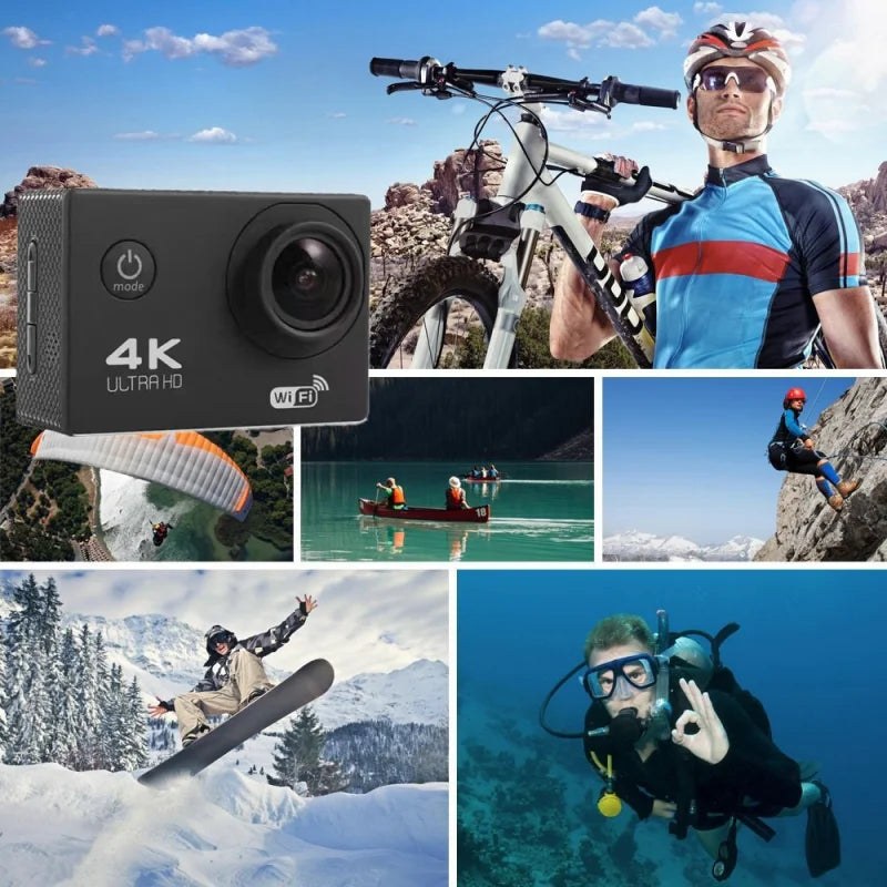 4K WiFi Action Camera with 2 Inch Display and 30M Waterproof Housing
