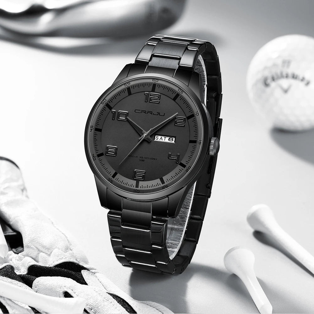 Men Luxury Watches Stainless Steel Quartz Auto Date Clock with Luminous Hands Relogio Masculino