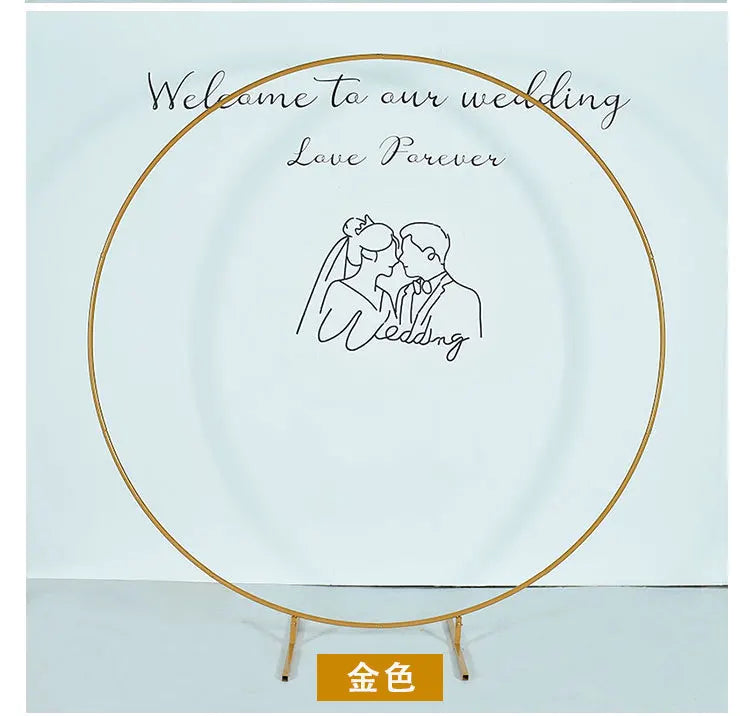 Metal Circle Stand Wedding Arche Round Balloon Arch Flower Gold Background Arch DIY Frame Birthday Party  Shower Decoration