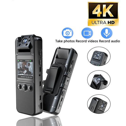 4K Mini Action Camera with Night Vision, WiFi & 180° Rotating Lens Portable Body Cam Recorder