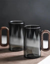 350ml High Borosilicate Glass Coffee Cup with Walnut Wooden Handle Heat-Resistant Glass Home Tea Milk Coffee Mug Breakfast Cups