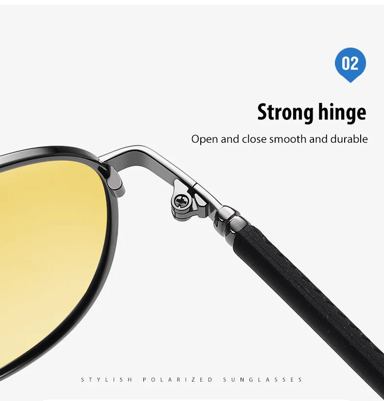 Memory Titanium Pilot Polarized Sunglasses UV400 Photochromic Night Vision Glasses for Men Women