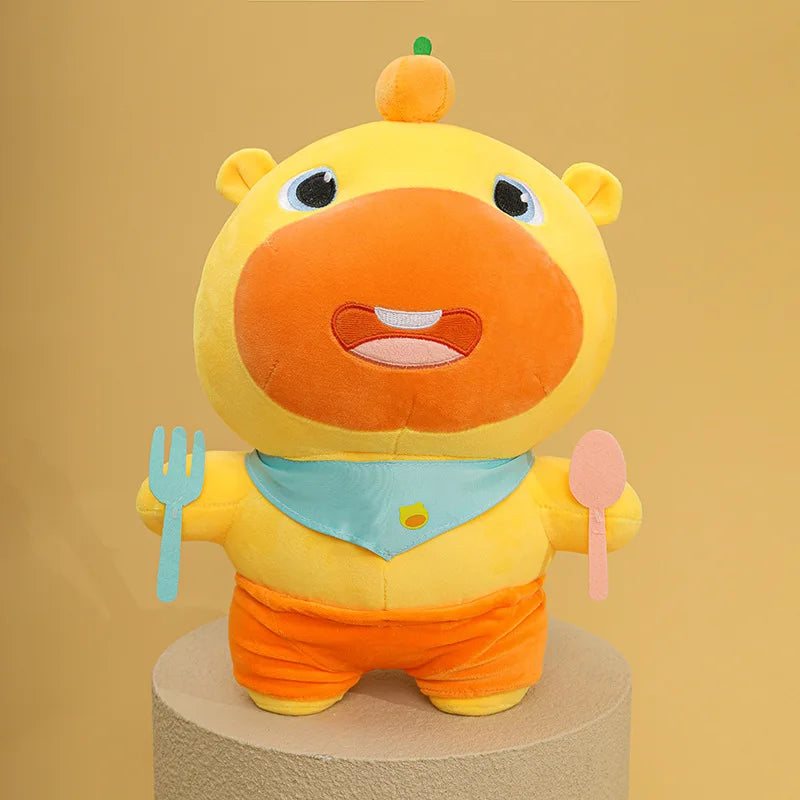 Capybara Lulu Plush Toy With Fork Spoon Soft Stuffed Animal