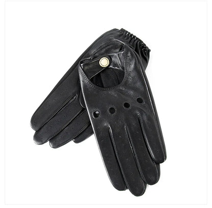 Stylish men Genuine Black Leather Thin Gloves Female Full Finger Pure Driving