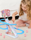 Kids Electric Small Duck Climbing Stairs Toy DIY Rail Racing Track Music Roller Coaster Duck Toy For Baby Kids Gift