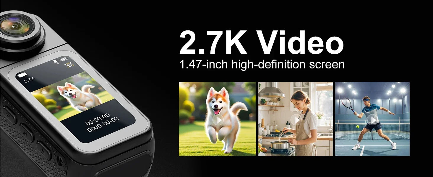 Thumb Action Mini Camera 2.7K Pocket Cameras Sport Body Cam Instant 180°Angle WIFI Recorder megnetic Attraction Bracket Camera