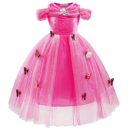 Girls Sleeping Beauty Aurora Princess Halloween Cosplay Dress Off Shoulder Kids Gift Fancy Party Princess Clothing