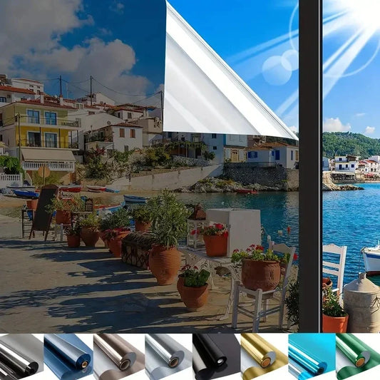 One-way Glass Window Film, Privacy Reflective Window Tint, Self Adhesive Sun UV Protection Heat Insulation Car Pet Film