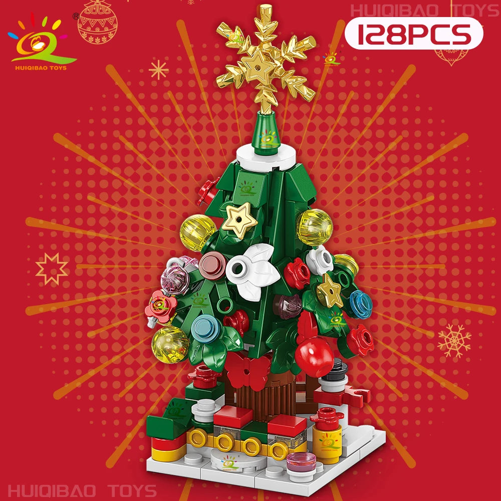 Christmas 8IN1 Santa Claus Tree Model Building Block DIY Elk Snowman Bricks Ornament Toys for  Adult Gift