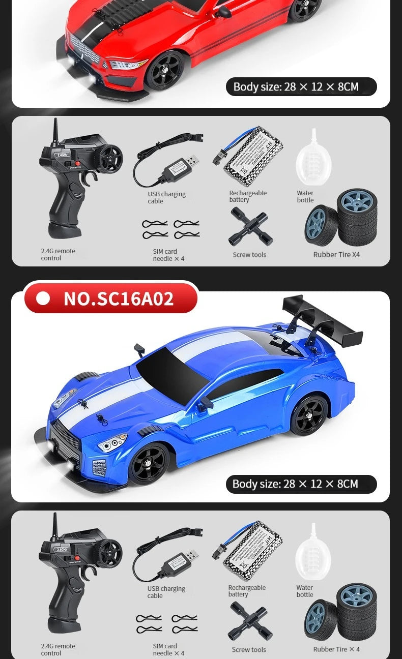 1/16 2.4G Racing Rc Cars Drift Car Mustang GTR Electric 4WD High Speed Remote Control Drift Toys for  Gifts