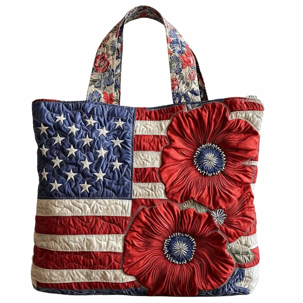Vintage Quilted Canvas Tote Bag Large Capacity 3D Printed Travel Handbag