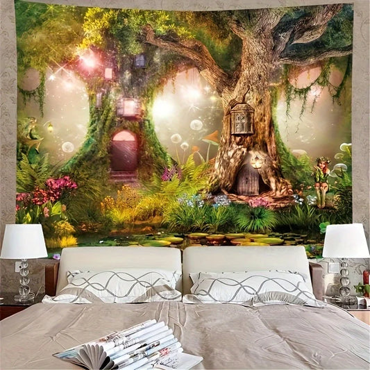Fairy Forest Fairy Tale Tapestry Treehouse Room Magic Corner Theme Fantasy Living Room Decor