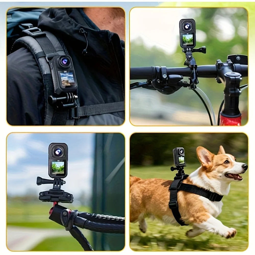 4K Action Camera with Dual Screen Image Stabilization Waterproof Sports Body Camera for Helmet Cycling Vlog