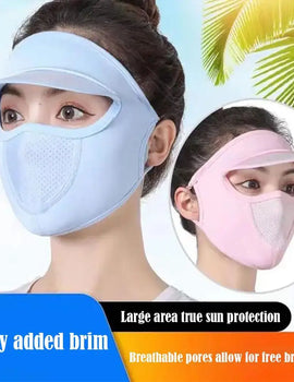 Summer Sunscreen Ice Silk Mask UV Protection Face Cover Sunscreen Veil Face With Brim Outdoor Cycling Sun Protection Hats Caps