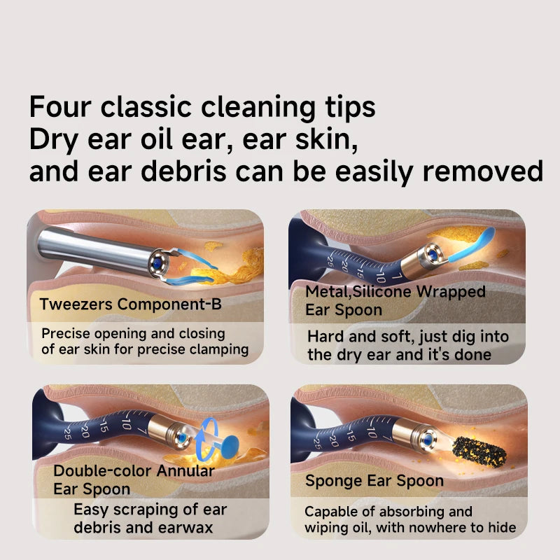 White Ear Sight Plus R37R I35R|Smart Visual Ear Cleaner/Bendable Rod|All-in-1 Safe Earwax Removal Kit
