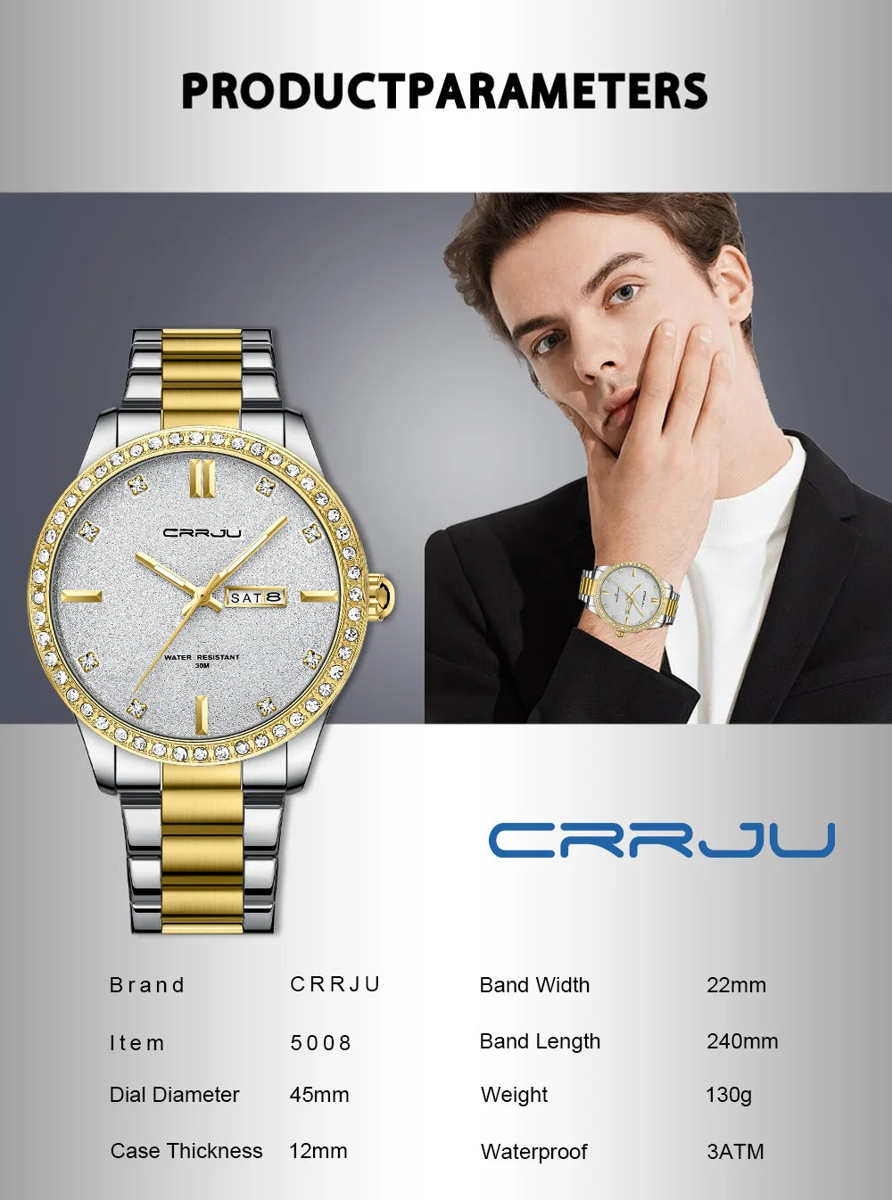 Fashion Business Men Watches Stainless Steel Quartz Wrsitwatches Auto Date Clock with Luminous Hands Relogio Masculino