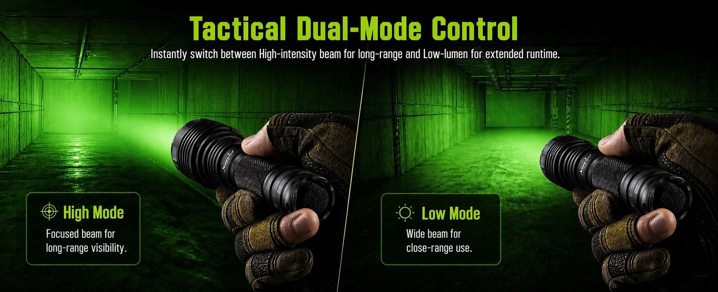 10W Green Light Rechargeable LED Flashlight