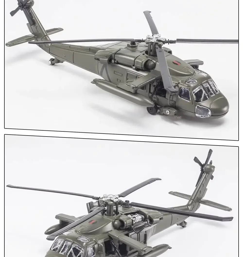 Black Hawk and Apache Armed Helicopter Diecast Alloy Display Model