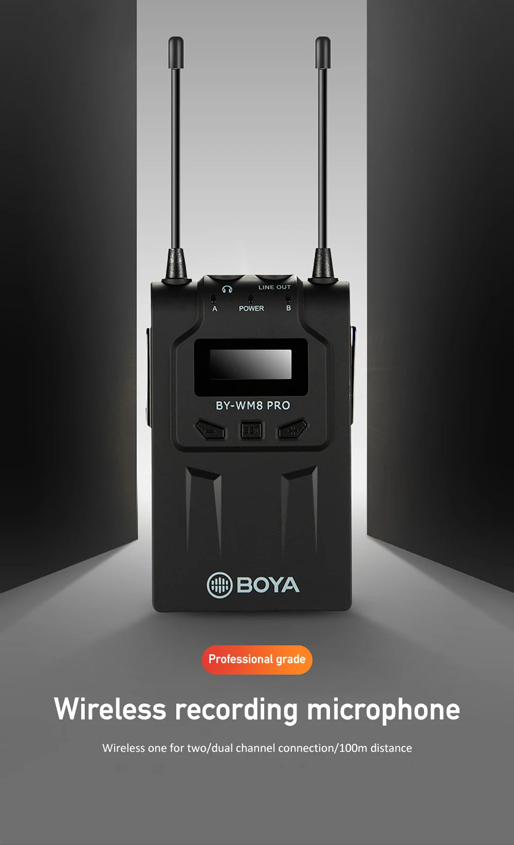 BY-WM8 PRO UHF Wireless Lavalier Lapel Microphone for iPhone Android DSLR Cameras PC Computer Interview Youtube Streaming