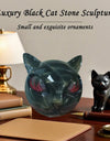 Black Cat Figurine Resin Cat Head Healing Stone Marble Texture Cat Stone Resin Cat Sculpture Ornament Cat Sculpture Craft