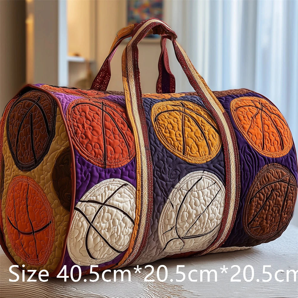 Basketball 3D Printed Quilted Duffel Bag Large Capacity Sport Travel Gym Bag Weekender Overnight Bag for Unisex Basketball Fans