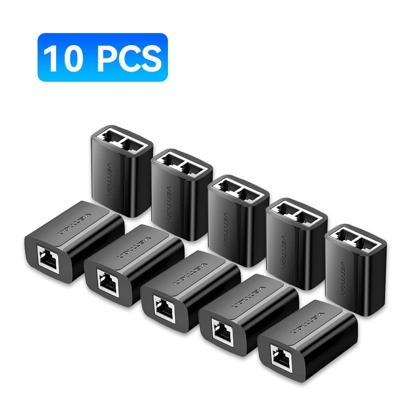 RJ45 Splitter Connector Adapter 1 to 2 Ways Ethernet Splitter Coupler Contact Modular Plug Connect Laptop Ethernet Cable