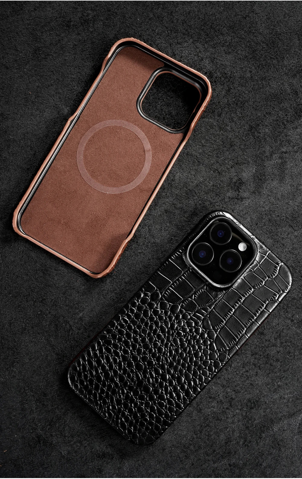 for Magsafe Case for iPhone 15 16 Pro Max Promax 16Pro 15Pro Natural Cowhide Leather  Protector Luxury Phone Back Cover