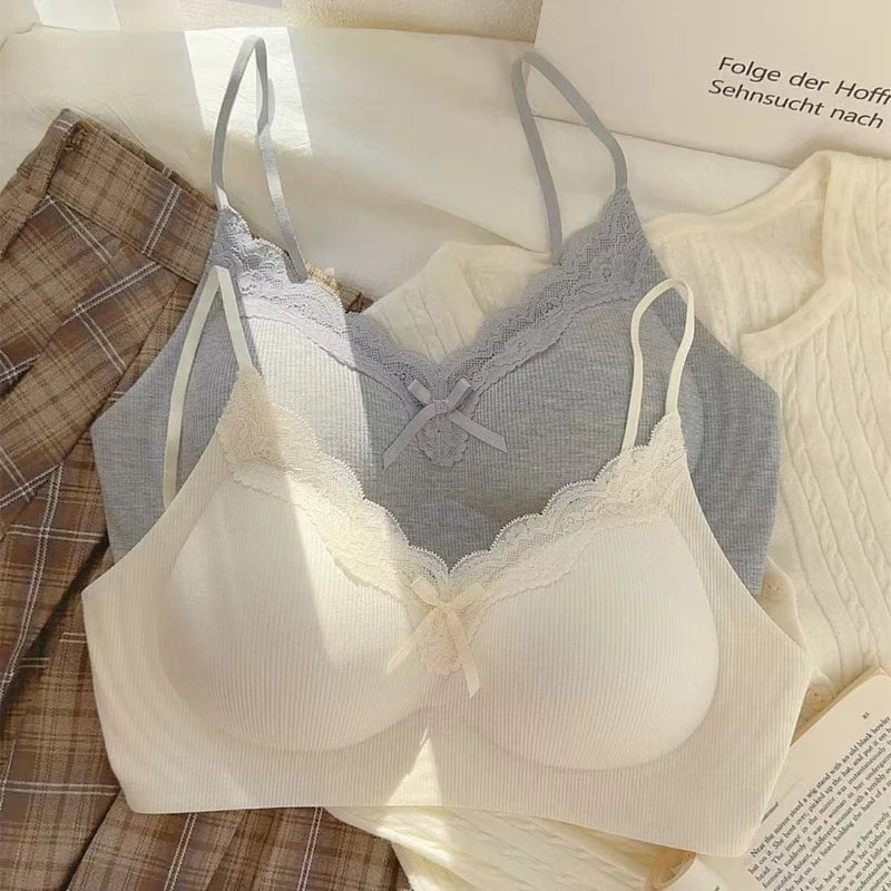 Womens Lace Wireless Push Up Bra