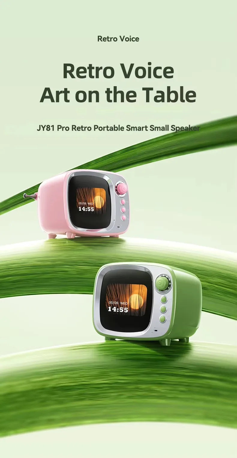 Pro Bluetooth Speaker with Lyrics Display Retro Wireless Alarm Clock HiFi Sound Powerful Bass Portable Desktop Music Player