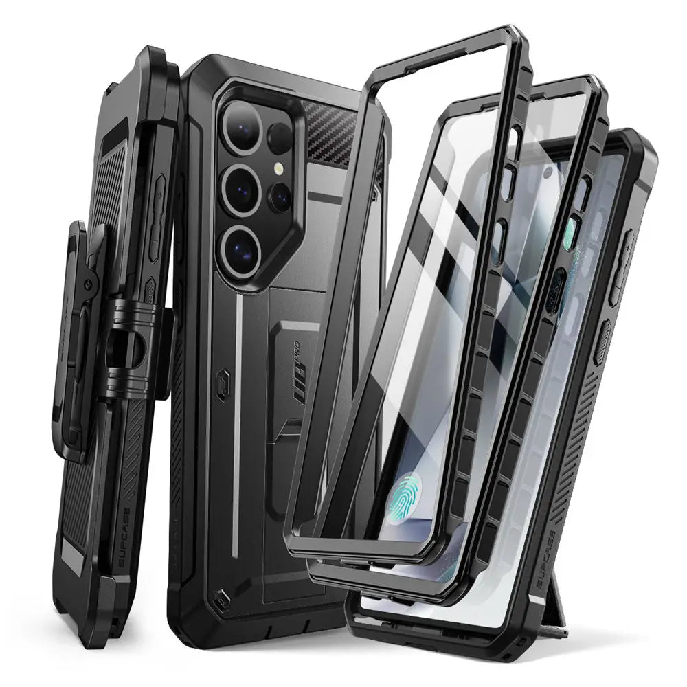 For Samsung Galaxy S25 Ultra Case UB Pro Full-Body Dual Layer Rugged Belt-Clip Phone Case with Built-in Screen Protector