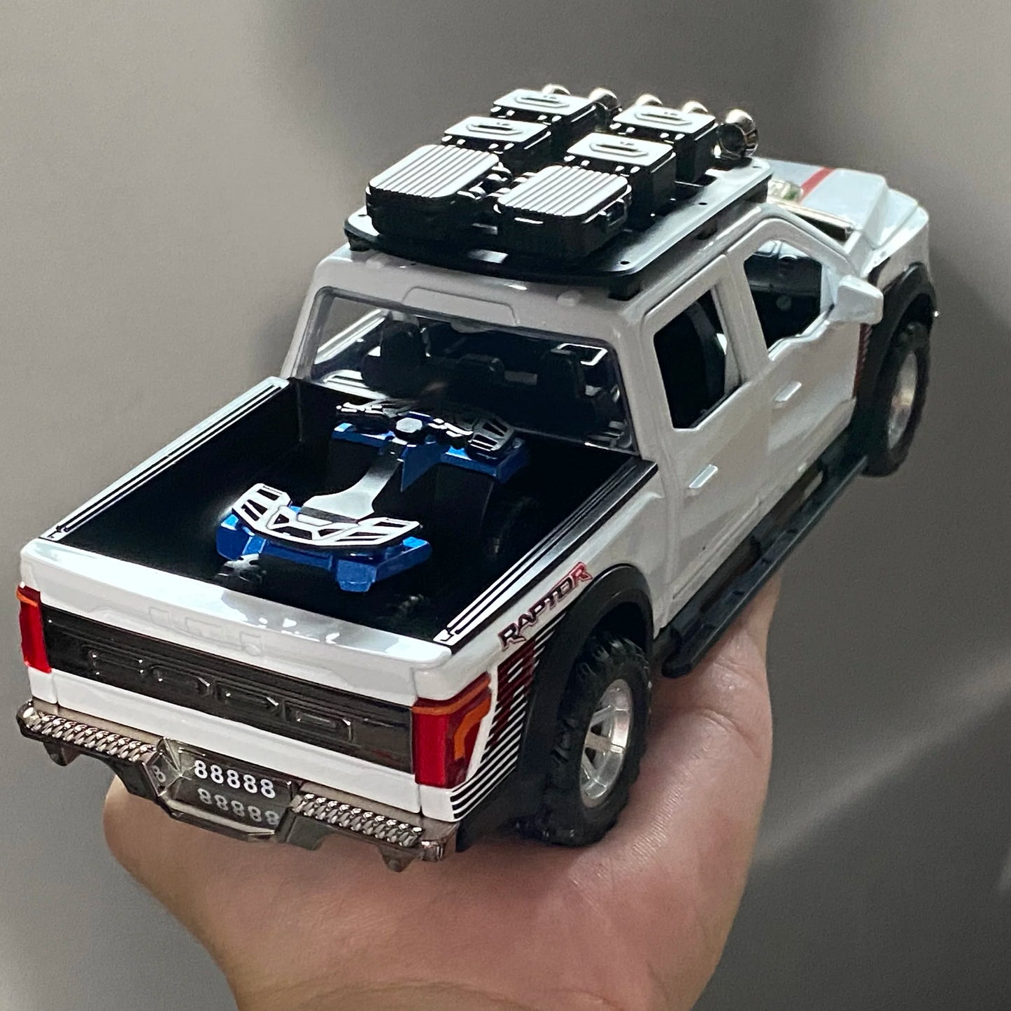 1:24 F150 Off Road Pickup Truck Alloy Diecast Metal Model Sound & Light Pull Back Toy Trendy Display Birthday Present For Friend