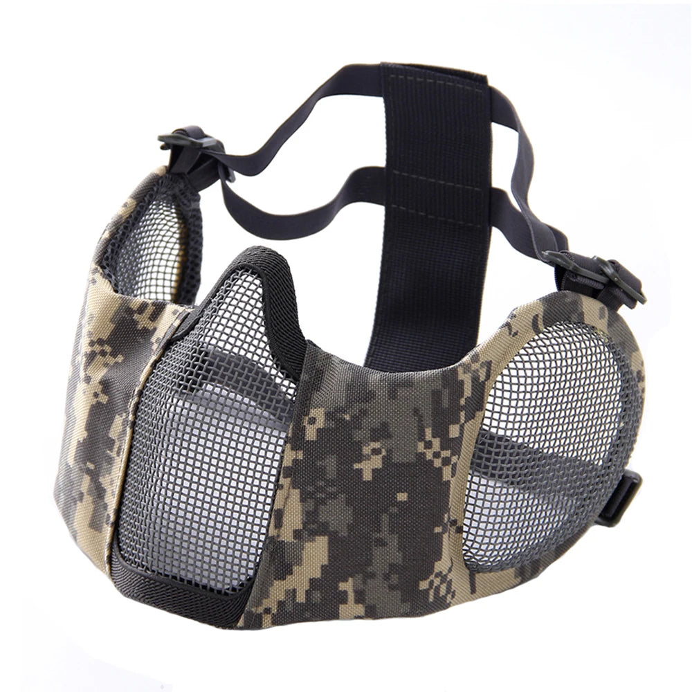 Tactical Airsoft Masks Metal Steel Net Mesh Protect Ears Mask Field Hunting Outdoor War Games Tactical Shooting Paintball Mask