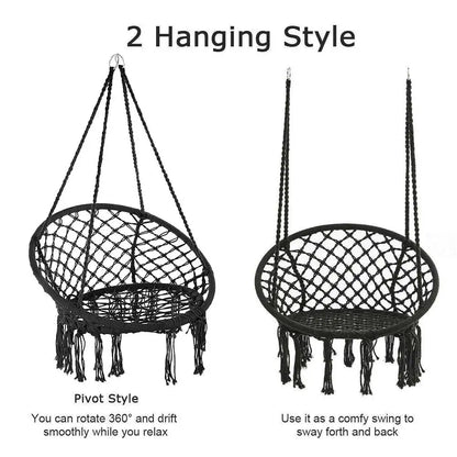 Outdoor Patio Garden Hammocks Hanging Hammock Swing Cotton Rope Chair Non-Iron Stand Indoor Camping Outdoor Furniture