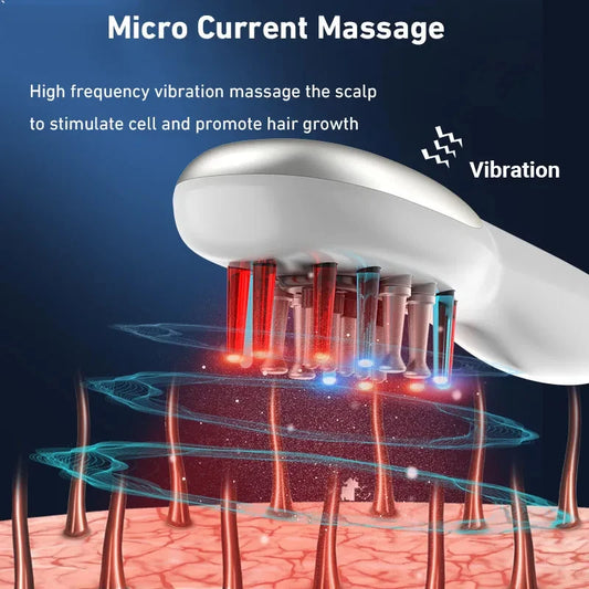 1MHZ RF Hair Growth Comb Anti-Hair Loss Medicinal Scalp Massage Comb Red Blue LED Light Micro-current Vibration Massage