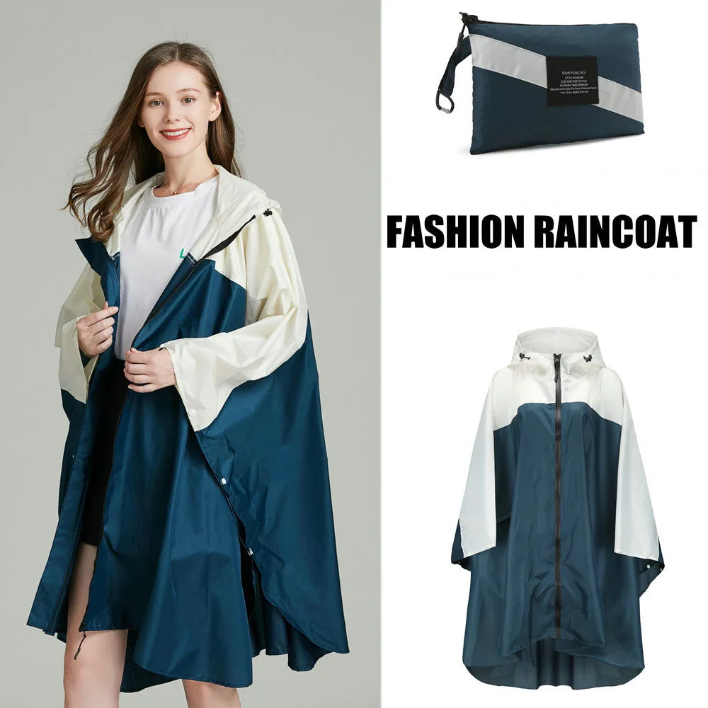 Lightweight Breathable Waterproof Rain Poncho with Belt and Storage Bag