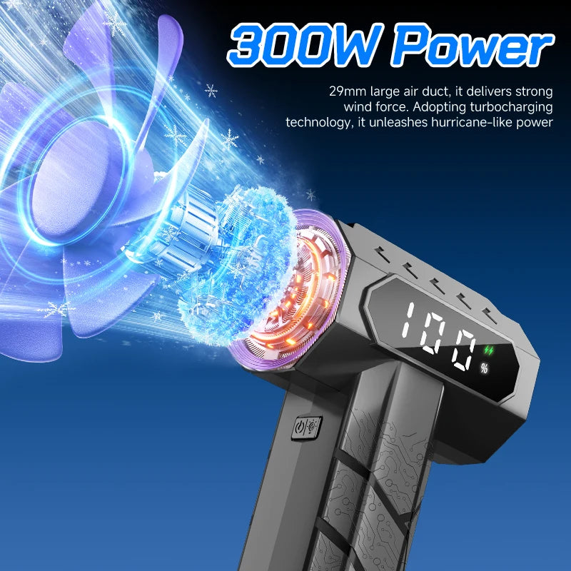 15000mAh Turbo Fan Jet 5 Speeds Adjustable Powerful Air Blower About 600g Thrust Compressed air Duster for Car Dryer/Home Clean