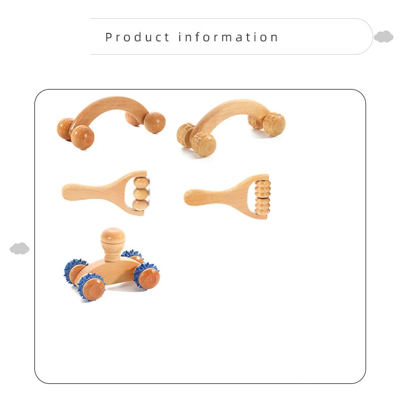 Wooden Massage Roller Therapy Body Massager Foot Face Shoulder Neck Hand Push Roller Massager Body Soothing Massage Tool