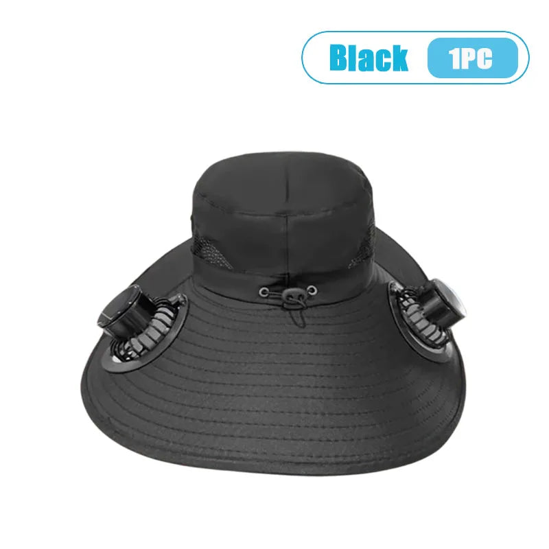 Solar Fan Sun Hat With Dual Fans And USB Charging