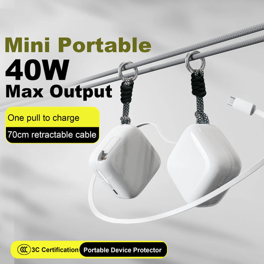 40W Fast Charging Protable 10000mAh PowerBank Gallium Nitride With 70cm Retractable Type-C Cable for iPhone 17 16 Xiaomi Huawei