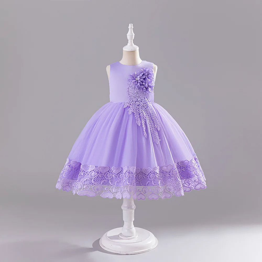 Girls Princess Ball Gown Fluffy Tulle Party Dress for Flower Girl/Birthday/Pageant  Sleeveless for Wedding Dress