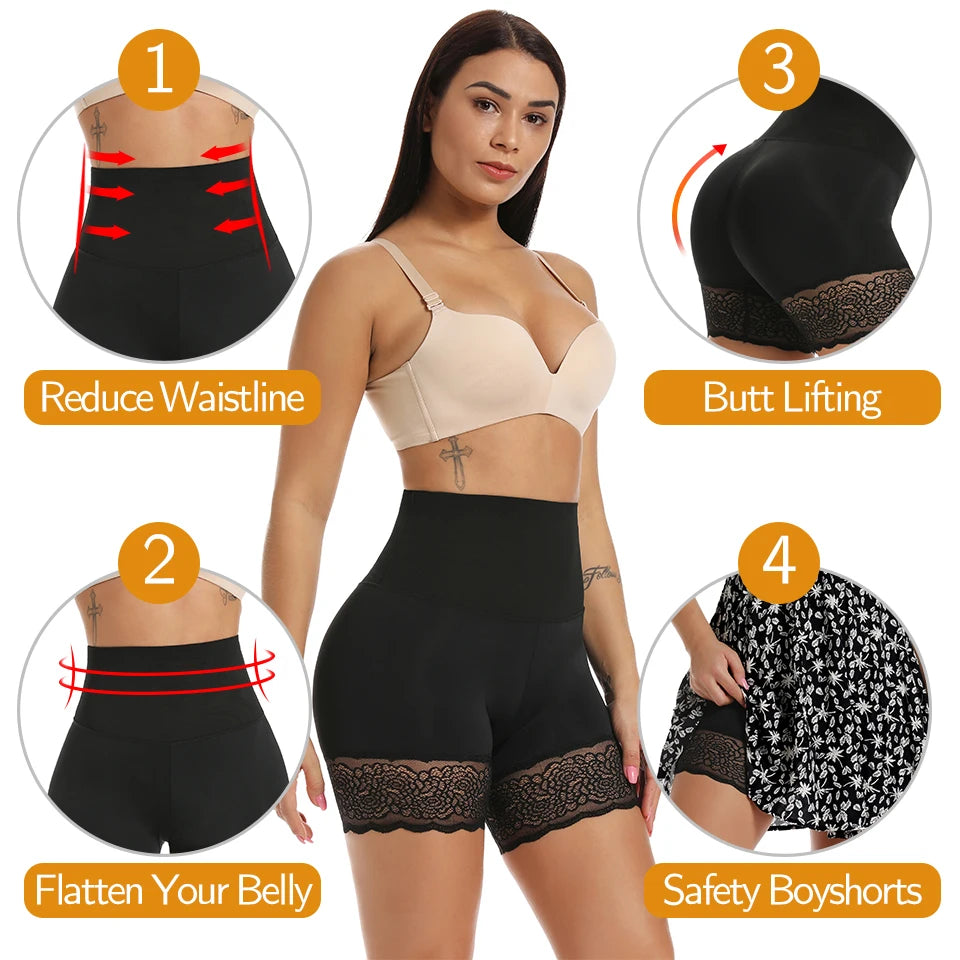 Women Body Shaper High Waist Shorts Lace Knickers Tummy Control Panties Slimming Underwear Shaping Boyshorts Shapewear