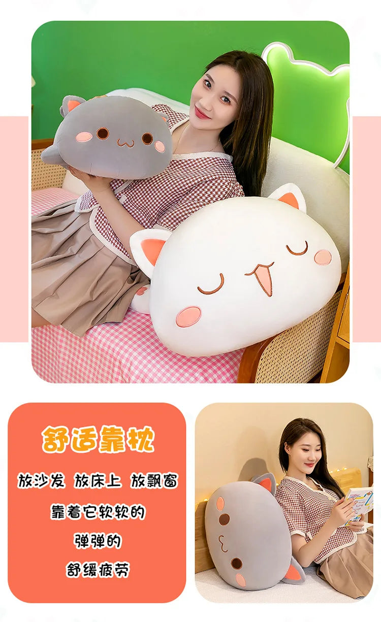 Cute Black White Cat Plush Pillow Stuffed Doll Toy
