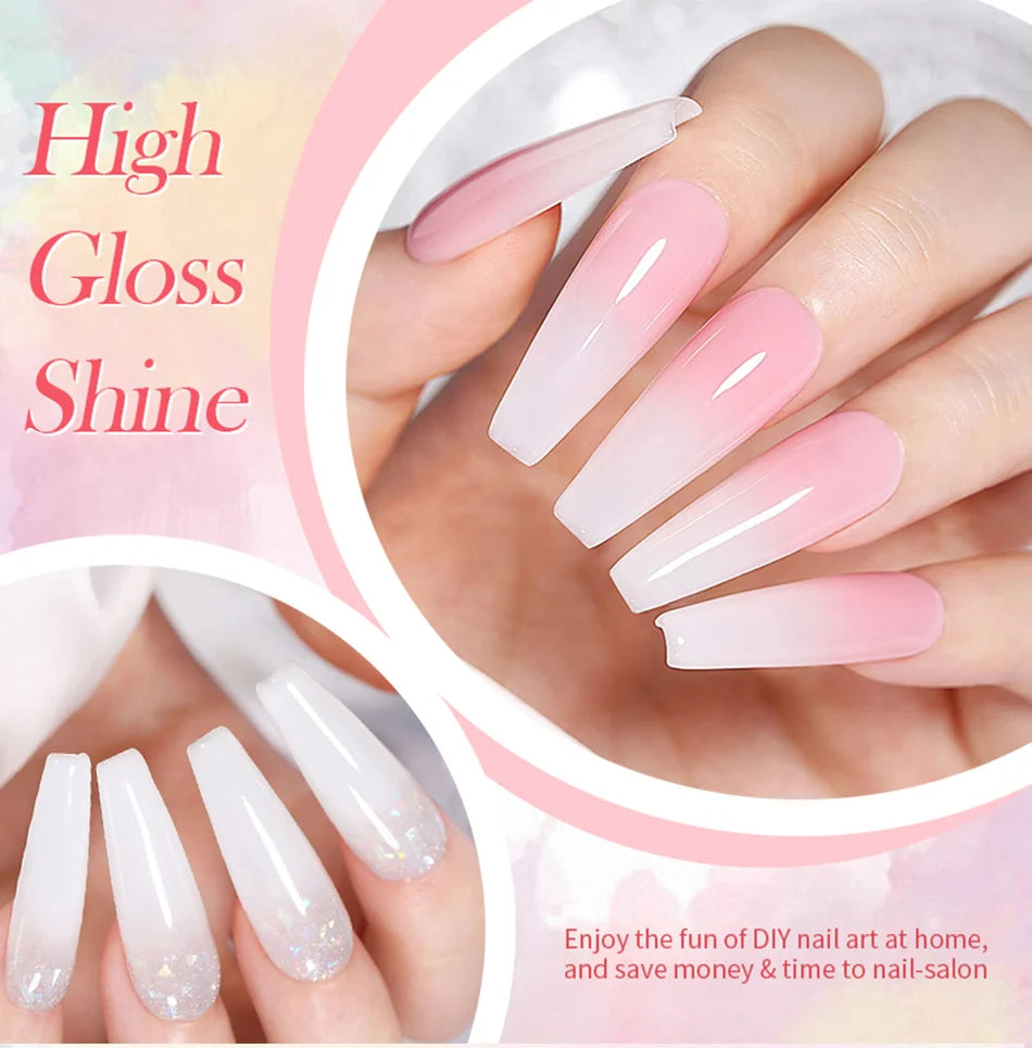 15ml Milky Pink Rubber Base Gel Nail Polish Glitter Semi-Permanent Varnish Soak Off Self Leveling UV LED Polish