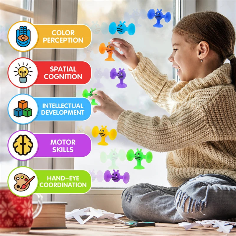 Soft Silicone Building Blocks Toy Animals Shape Suction Cup Bath Toys Parent- Interactive Games Stress Relief Toys