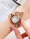 Women Watches Diamond-Embedded Elegant Quartz Watch Stylish Opening Luxury Creative Alloy Bracelet Watch