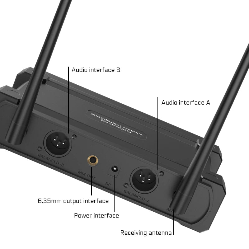 4 Channel UHF Wireless Handheld Microphone System for Karaoke Events and Performances