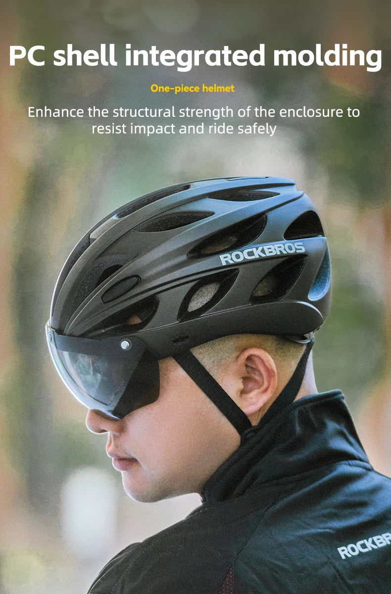 Cycling Helmet With Goggles Visor Brim Adults Riding Bike Helmet Breathable Ultralight MTB Road Bicycle Helmet