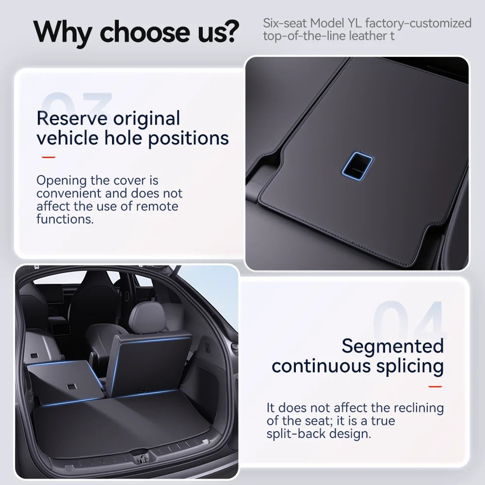 Full Coverage Nappa Leather Trunk Mat for Tesla Model YL Juniper 2026 6 Seat All Weather Cargo Liner