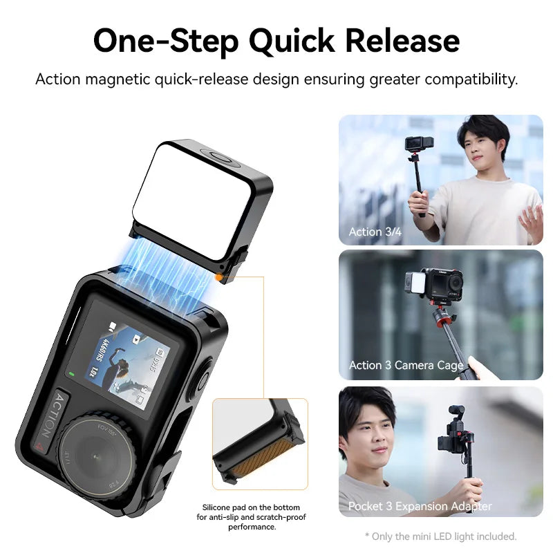IPX5 Waterproof LED Video Fill Light, Magnetic Mini Light for DJI Osmo Action 5/4/3 & Pocket 3